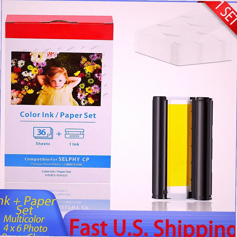 1Set KP-36IN 1 Color Cartridges and 36 Sheets 4x6 Photo Paper Glossy for Canon