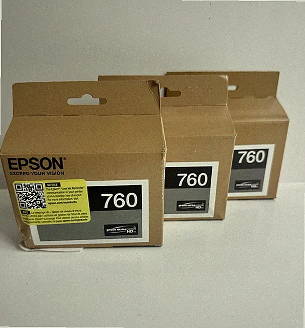 3 Epson Photo Black 760 Ink Cartridges *New*