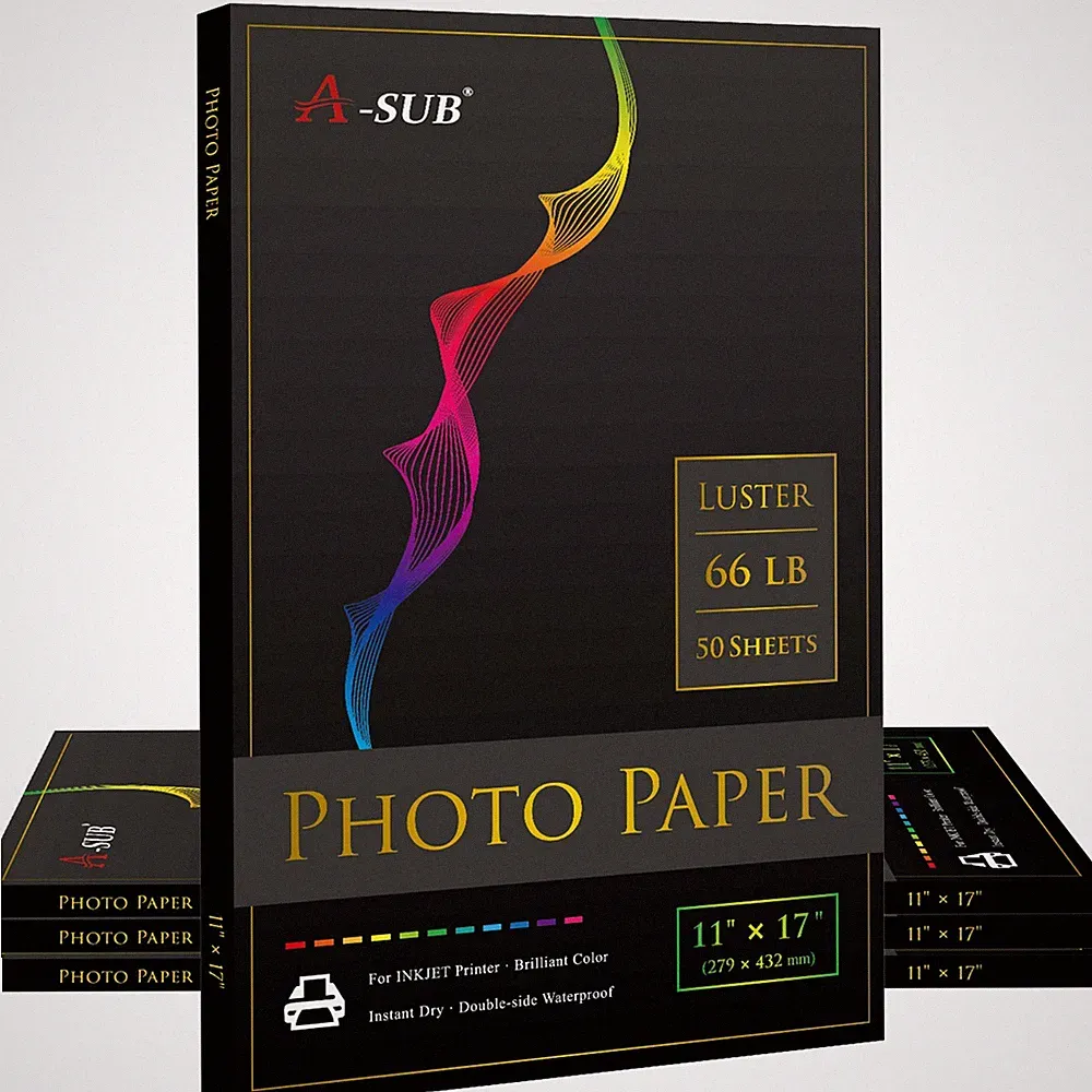A-SUB Premium Luster Photo Paper 11X17 200 Sheets 66lb for Inkjet Printers Bulk