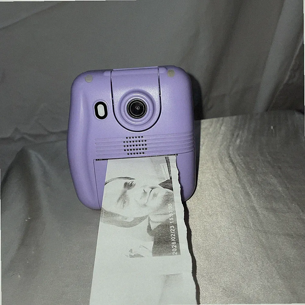 Bluetooth Instant Print Camera for Kids, Thermal Mini Photo Printer Purple