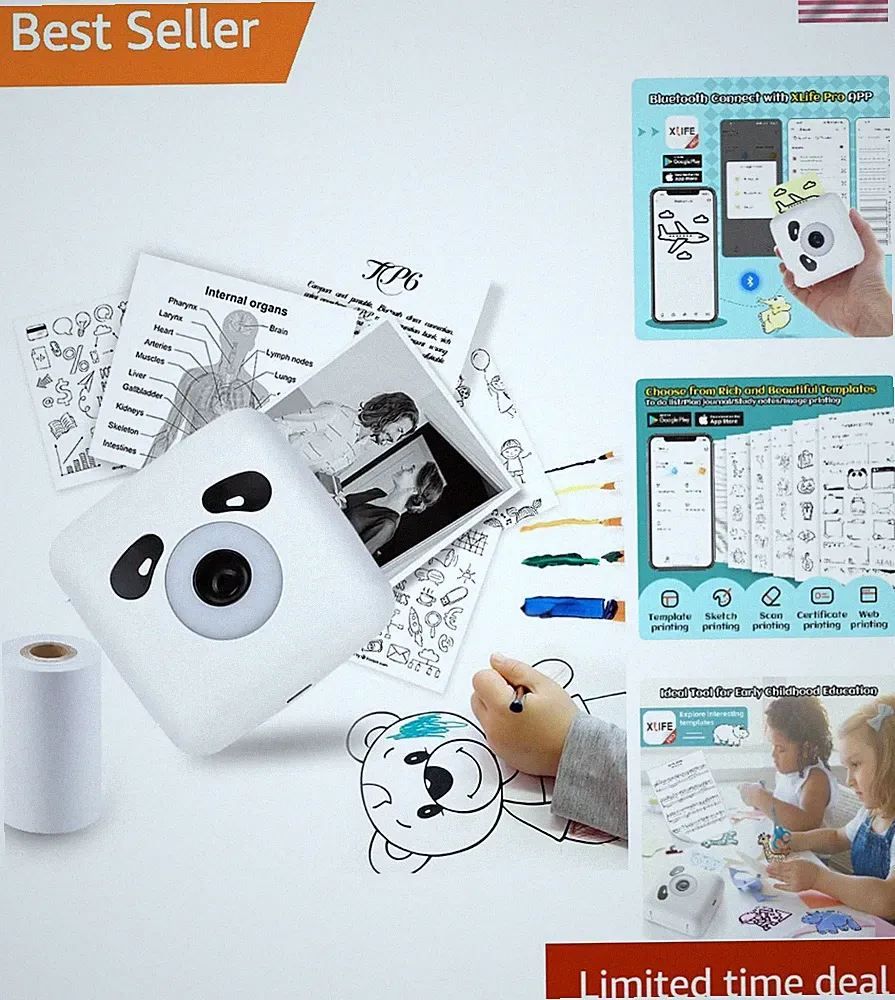 Bluetooth Mini Sticker Printer - Thermal Printing with No Ink for Photos & Notes