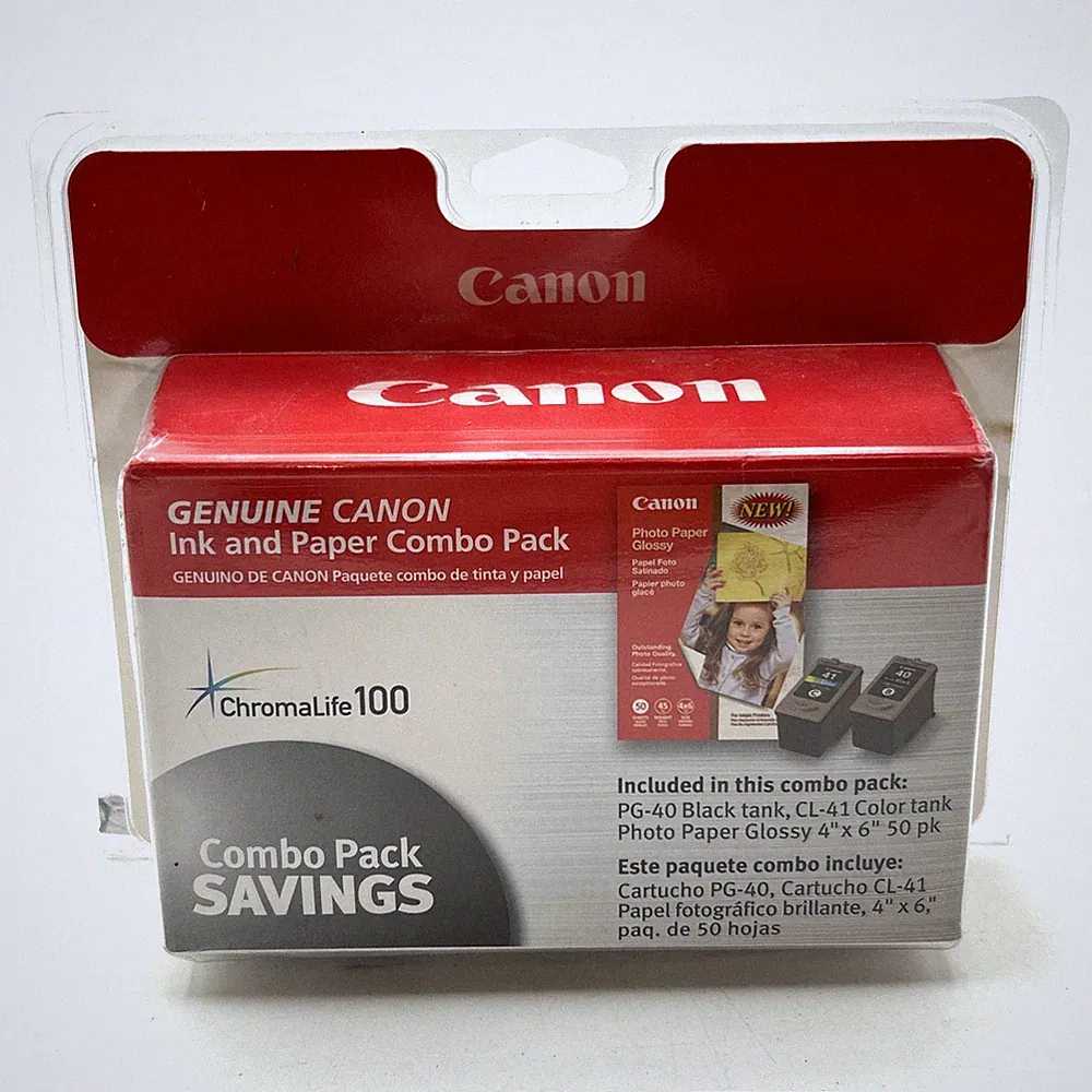 Canon Ink and Paper Combo Pack PG-40 CL-41 & Glossy Photo Paper Sealed Unopened