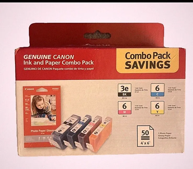 Genuine Canon BCI-3E/BCI-6 Photo Paper Combo Pack Ink Cartridges