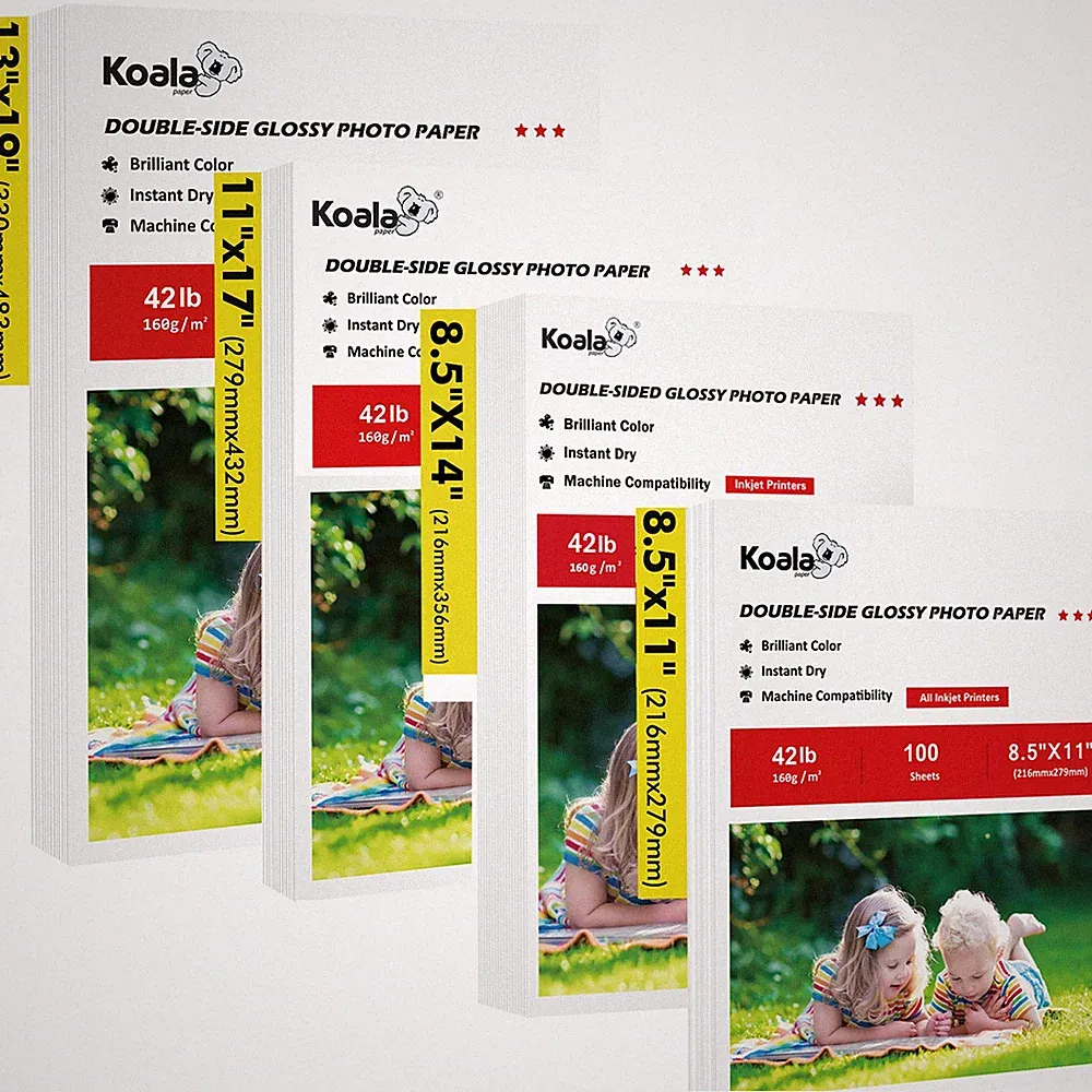Lot Koala 42lb Double Sided Glossy Photo Paper -8.5x11 8.5x14 11x17 13x19 Inkjet
