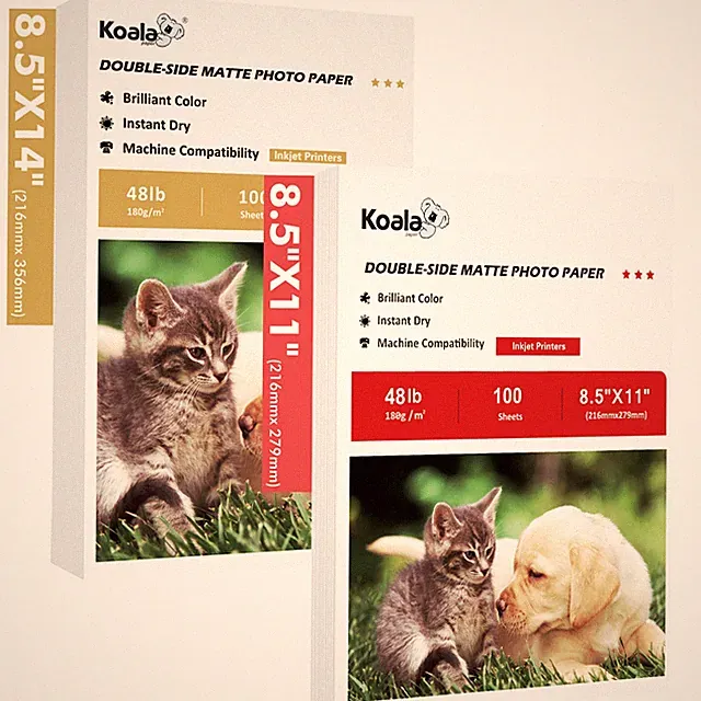 Lot Koala Double Sided Matte Photo Paper 48lb 8.5x11 8.5x14 for Inkjet Printer
