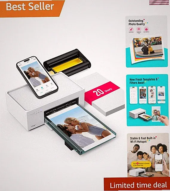 M100 4x6'' Photo Printer, Wi-Fi Picture Printer, 20 Sheets, Full-Color Photo,...